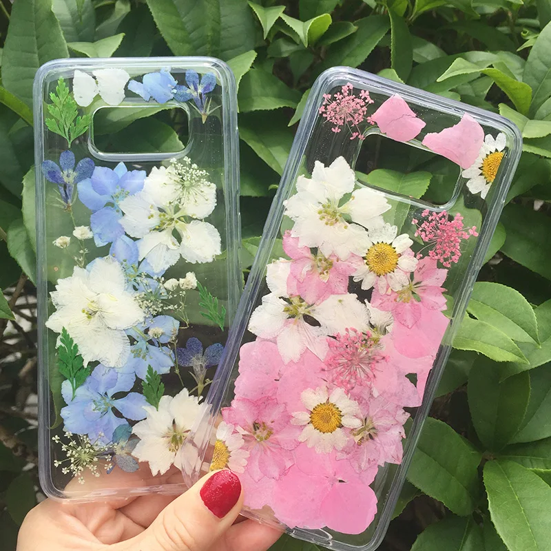 

Tfshining Dried Real Flower Phone Case Cover For Samsung Galaxy S8 S9 S10 Plus Note 8 9 Handmade Clear Pressed TPU Back Case HOT