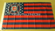 Chicago Fire with US Stars Stripes Flag MLS Chicago Fire Flag Banner New 3x5ft 90x150cm Polyester Flag, free shipping