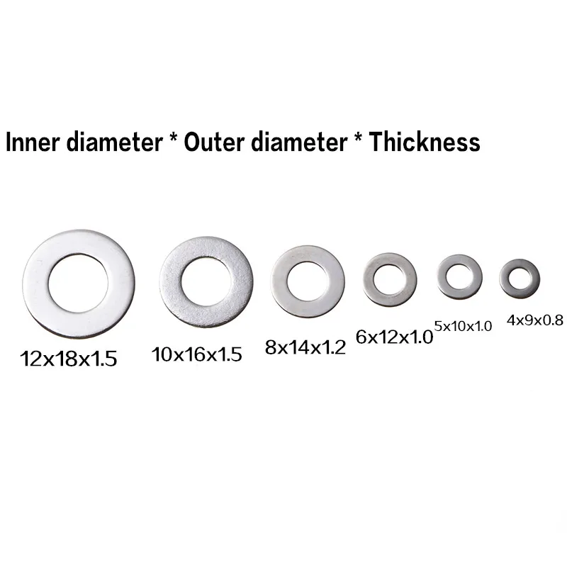 270PCS 304 Stainless Steel Durable Washers Metric Flat Gasket Kit M4-M12 For Machinery Car Solid Crush Seal Assortment Kit