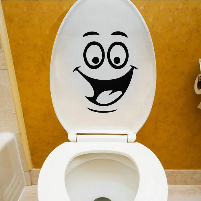 home decor wall stricker on toliet smiling face bathroom toilet