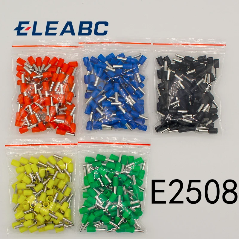 E2508 трубы изолированные клеммы 2.5MM2 100 шт./упак. изолированный кабель провода