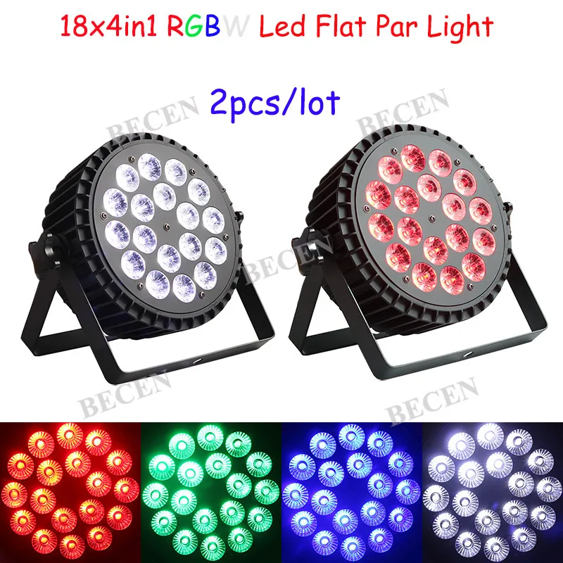

2pcs/lot power linkable 18x10w RGBW led par can light 4in1 flat par light
