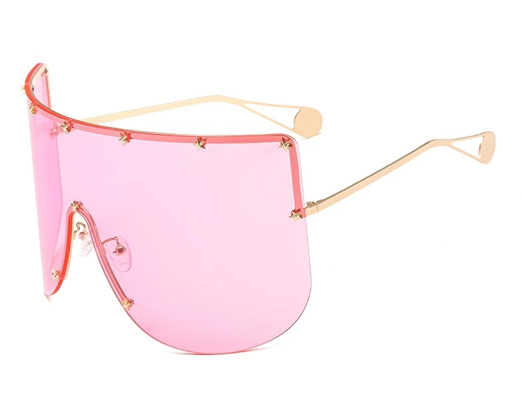 Women Oversized Sunglasses Men Goggle Fashion Shades UV400 Vintage Glasses 46464 - Цвет линз: gold pink