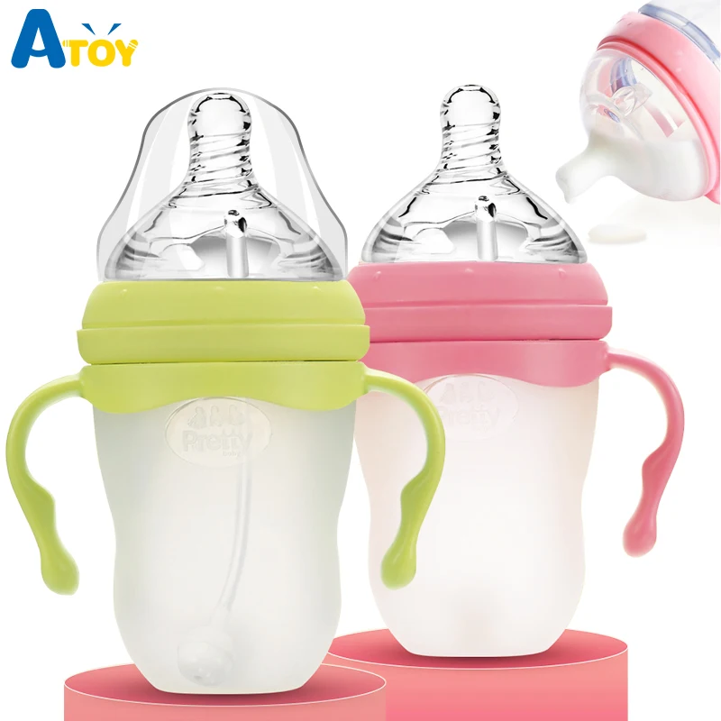 

220ML Feeding Bottle Baby Feeder Infant Silicone Milk Bottle Newborn Nursing Bottles Squeeze Feeding Tool BPA Free Baby Care