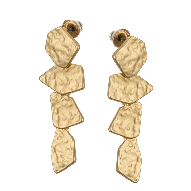 

2017 New Fashion Charms Punk Golden Dangle Long Earrings Jewelry Stone shape Long Drop Earrings Accessories For Women gifts