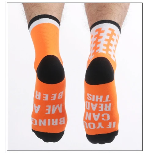 Orange Спортивные носки с буквенным принтом, дышащие носки для бега, футбола, велоспорта, для женщин и мужчин, для спорта на открытом воздухе, для шоссейного велосипеда, Компрессионные носки - Цвет: Orange