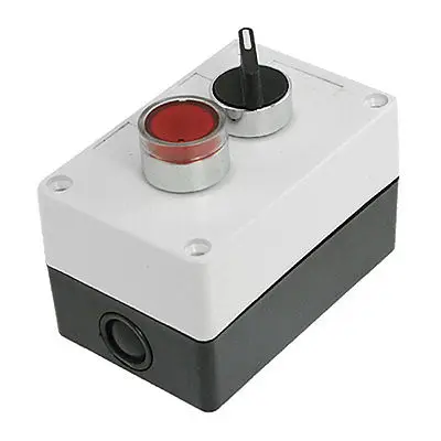 

AC 220V Red Signal Lamp Momentary 2 Positions Rotary Push Button Switch Station