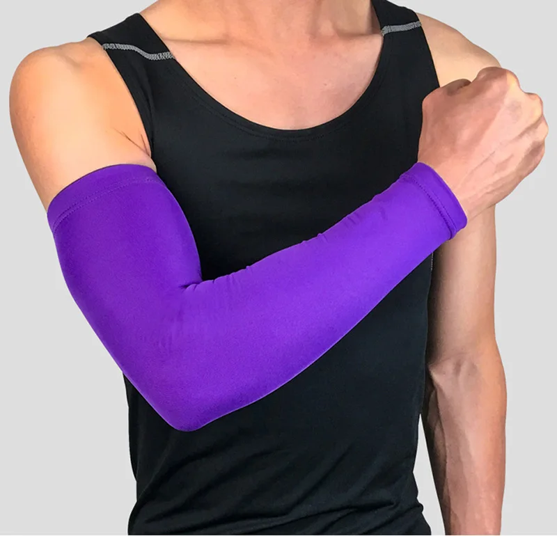 1 шт. УФ Защита от солнца велосипедные гетры для рук Эластичные Спортивные Защитные Налокотники баскетбольные Длинные рукава Защита для локтя - Цвет: Purple