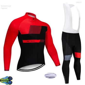 

2019 Pro Racing Team Winter Thermal Fleece Cycling Jersey Set Ciclismo Invernale Bicycle Clothing MTB Bike Jersey Top 12D Pad