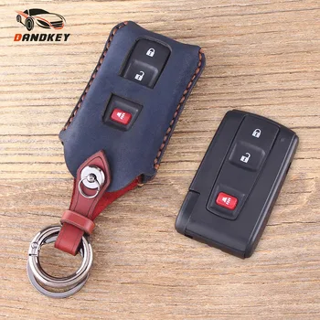 

DANDKEY 2018 Newest Arrivals 3 Buttons Genuine Leather Protector Key Case Fob For Toyota Prius 2004-2009