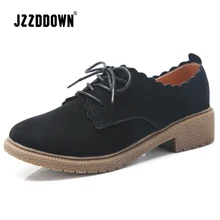 JZZDDOWN/Замшевые женские оксфорды из натуральной кожи; большие размеры; женская кожаная обувь; мокасины; женская обувь