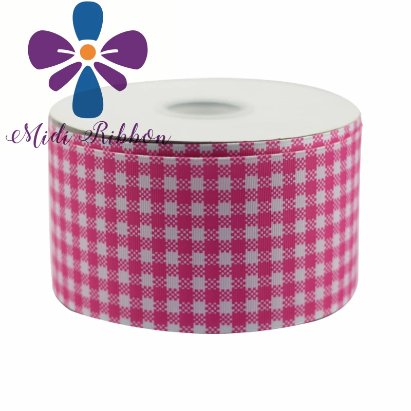 

3" 75mm Plaid Check Single Face Printed Grosgrain Ribbon for DIY Large Hair Bow Clip Gift Wrapping 50 Yards/Roll