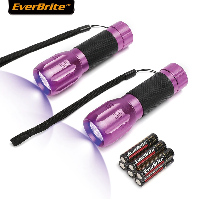 

EverBrite UV LED Flashlights 2-pack Blacklight LED Light 395nm for Pets Urine Stains Detector
