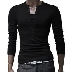 2018 новые мужские облегающие удобные футболки с круглым вырезом и длинными рукавами
