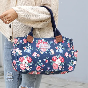 

2019 New Fashion Women Handbag Casual Printing Flowers Tote Shoulder Bags Waterproof Nylon High Quality