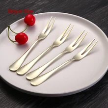 Hot Luxury Fruit Fork Stainless Steel Salad Fork Set Thick Flatware Cutlery Set Fruit Picks Salad Dessert Fork kichen accessorie