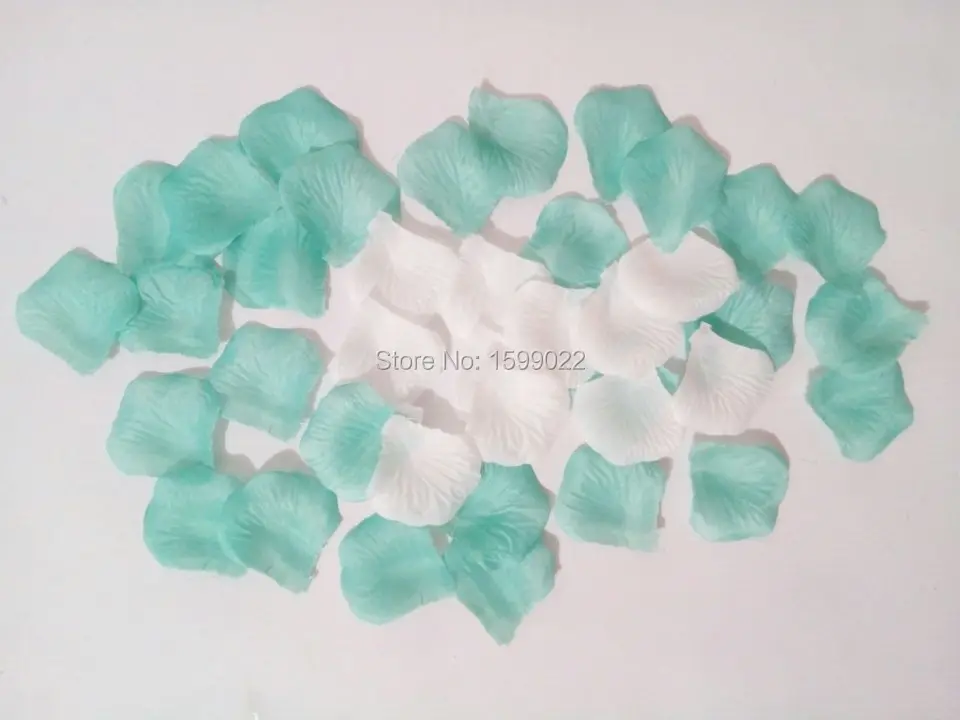 2000pcs 20packs Fake artificial sik rose petals of roses flower confetti petalas de rosas para casamento light blue mixed white