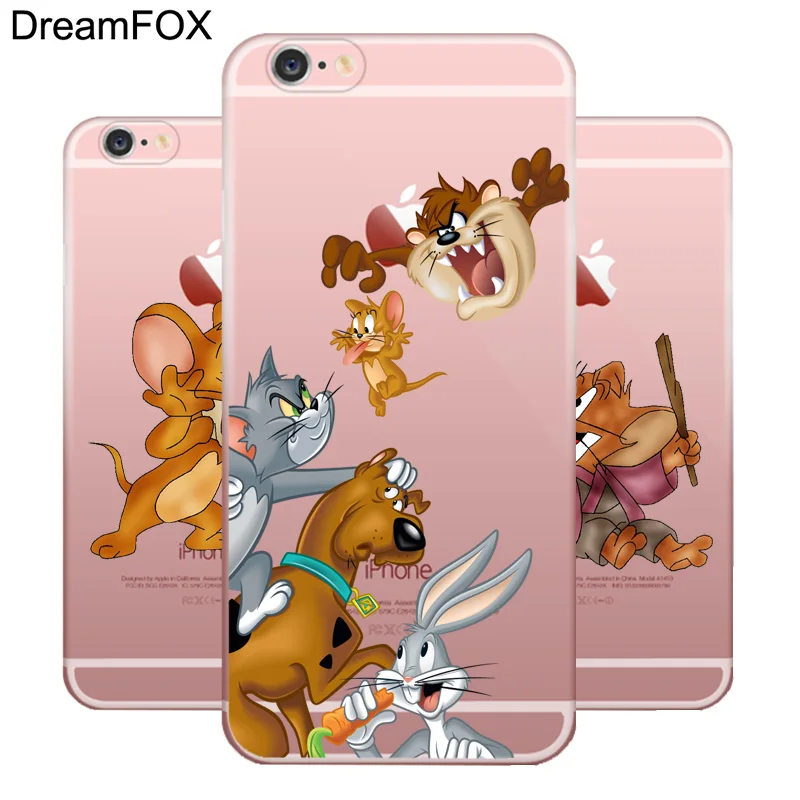 Goedkoop DREAMFOX M559 Tom En Jerry Cartoon Soft TPU Siliconen Case Cover Voor Apple iPhone XR XS Max 8X7 6 6 s Plus 5 5 s SE 5C 4 4 s