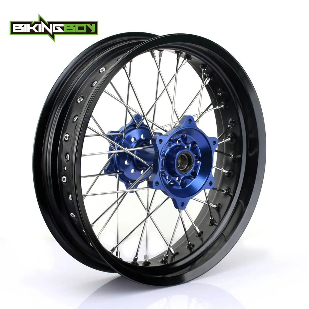 BIKINGBOY 1" x 3,5x4,5 Supermoto для YAMAHA YZ 250 450 F 2009 2010 2011 2012 2013 09-13 синие передние задние колеса диски ступицы наборы