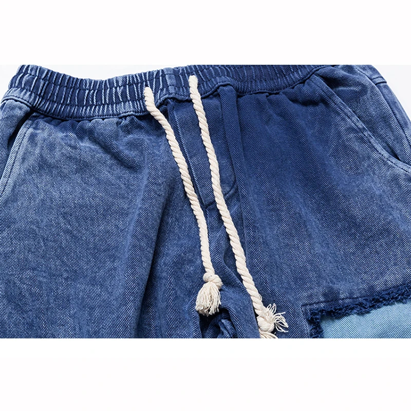 LEOCLOTHO Men Denim Pant Multi Pockets Trousers Harajuku Hip Hop Cargo Pant Jean Ripped Harem Pant Retro Streetwear Jeans