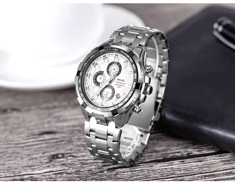 SAMEL часы мужские водонепроницаемые Chronogrph мужские часы люксовый бренд большой циферблат Кварцевые Спортивные Наручные Часы Relogio Masculino 9063