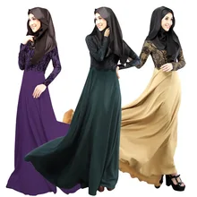 Wholesale islamic dresses lace muslim clothing for women long sleeve muslim maxi dresses dubai plus size women clothing WL5001