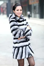 Womens Real Fur Coats Hooded Long Jackets Rex Rabbit Fur Outwear Full Sleeves Overcoat Warm Winter Parka Hoody AU00801