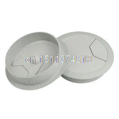 2 Pcs 80mm Drill Hole Plastic Home Computer Desk Cable Cord