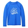 BAOHULU-traje de baño azul real de manga larga para niños, camisas para el sol, UPF 50 +, bañador para niñas, ropa de playa ► Foto 1/6