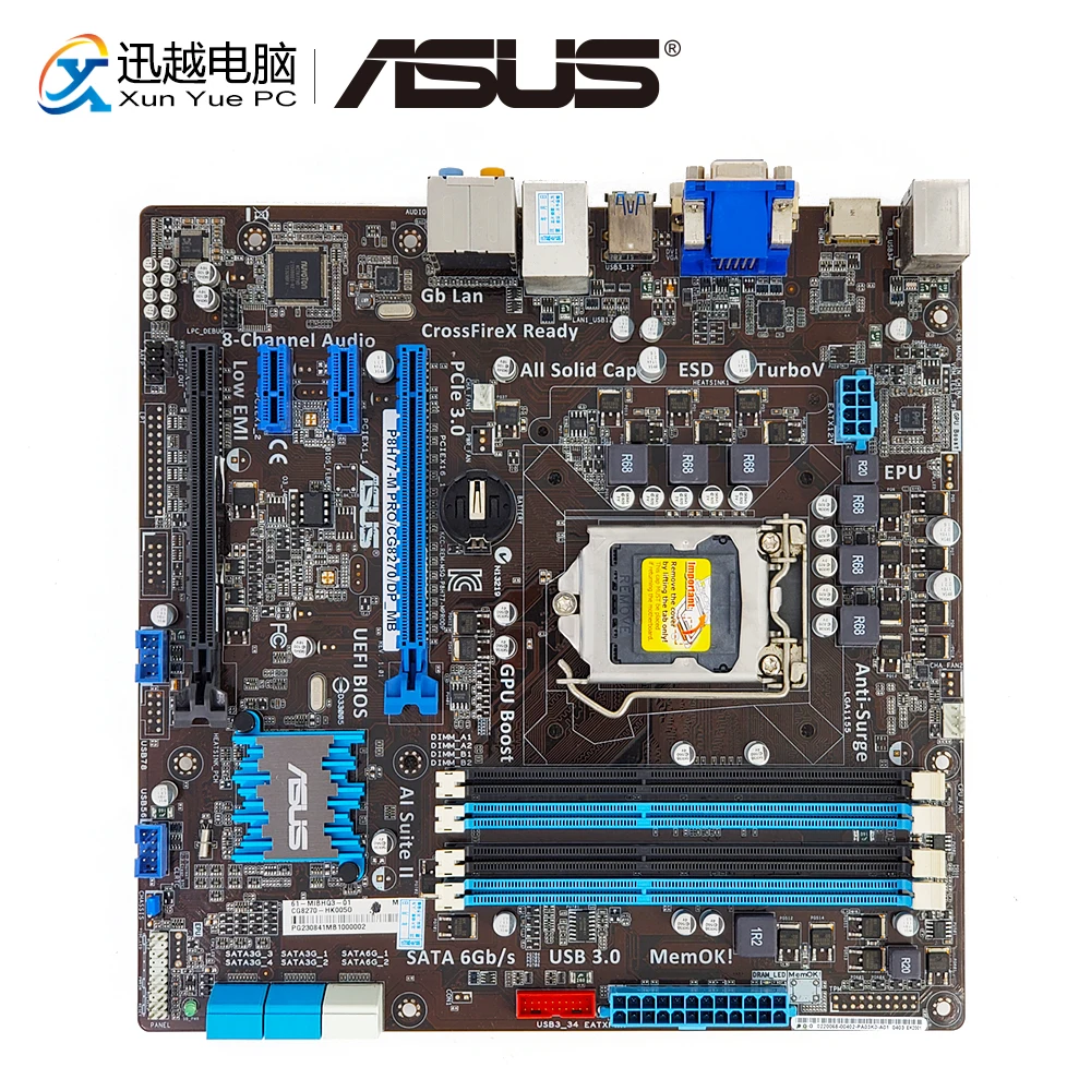 

Asus P8H77-M PRO/CG8270/DP_MB Desktop Motherboard P8H77-M PRO H77 Socket LGA 1155 i3 i5 i7 DDR3 32G VGA DVI uATX