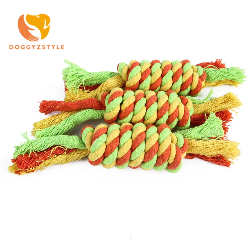 

1 pcs Pets Dogs Pet Supplies Pet Dog Puppy Cotton Chew Knot Toy Durable Braided 3 Colors Rope Funny Tool DOGGYZSTYLE