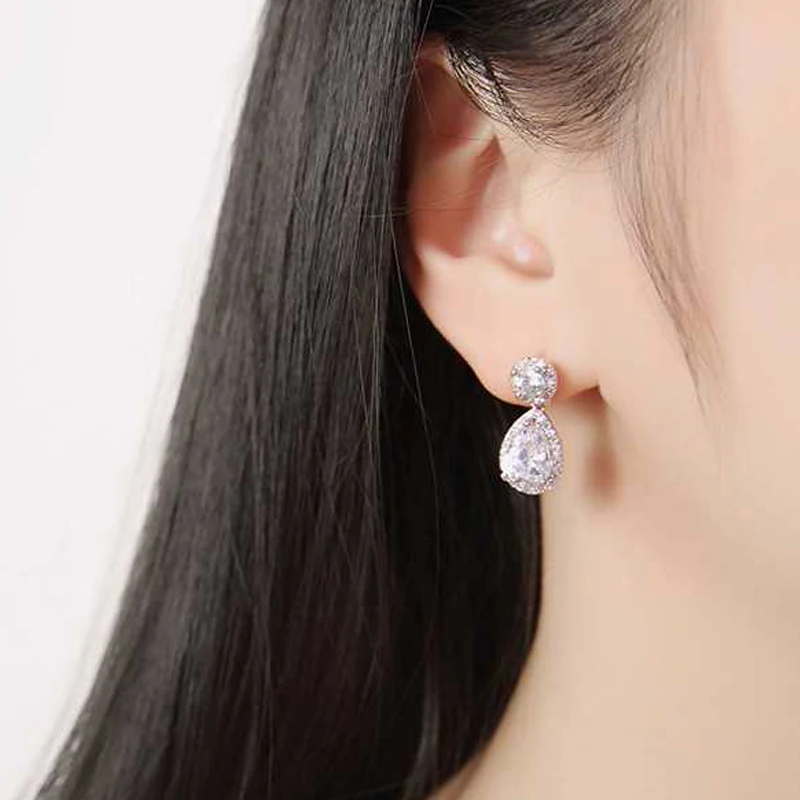 Роскошные Water Drop кубический циркон Dangles серьги для элегантных Для женщин