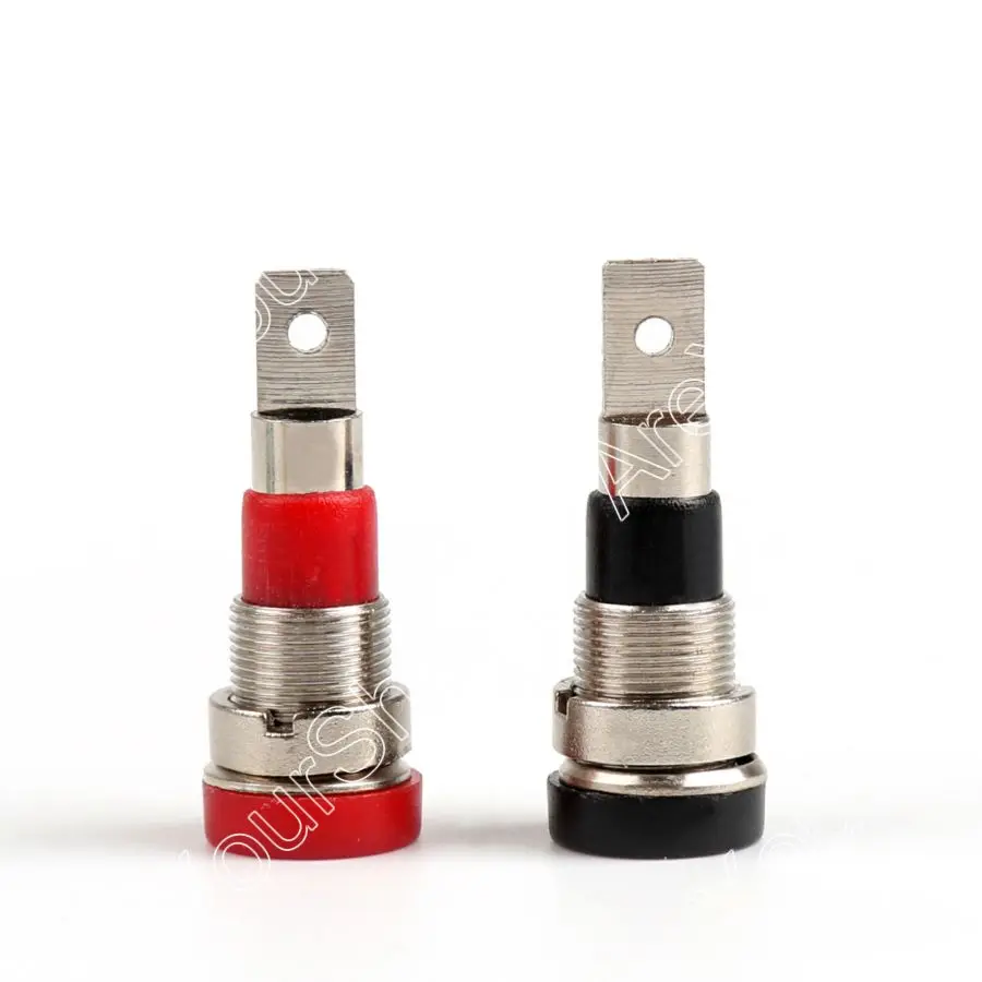 

Areyourshop 2Pcs 4mm Copper Terminal Connector Banana Socket Jack Binding Post Screw Nut Plug Test Probe Black+Red