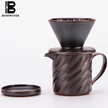 300 мл японский Винтаж грубая керамика чашка-фильтр для кофе термостойкие керамика кофе фильтр капельного кружки наборы для кофе и чая вручную