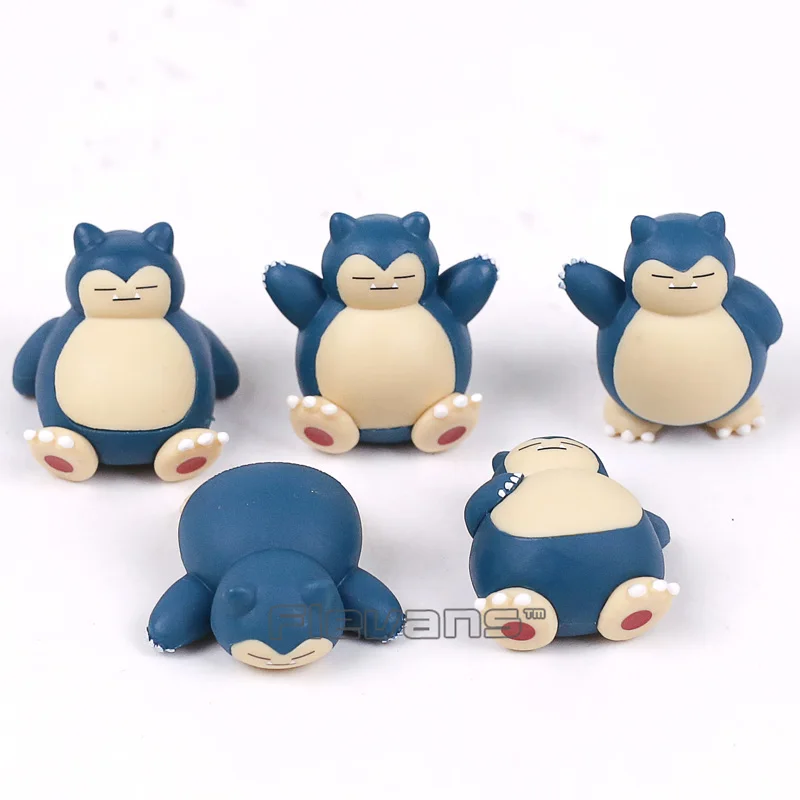 

Anime Cartoon Snorlax Mini PVC Figures Toys Dolls Kids Childrens Gift 5pcs/set 4cm