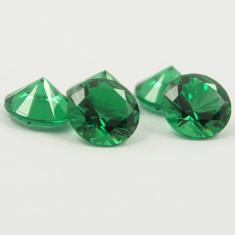 Meisidian Spinel Green Nano Stone Wax Setting Round Brilliant Cut Heat Resistant Emerald Gems For Jewelry