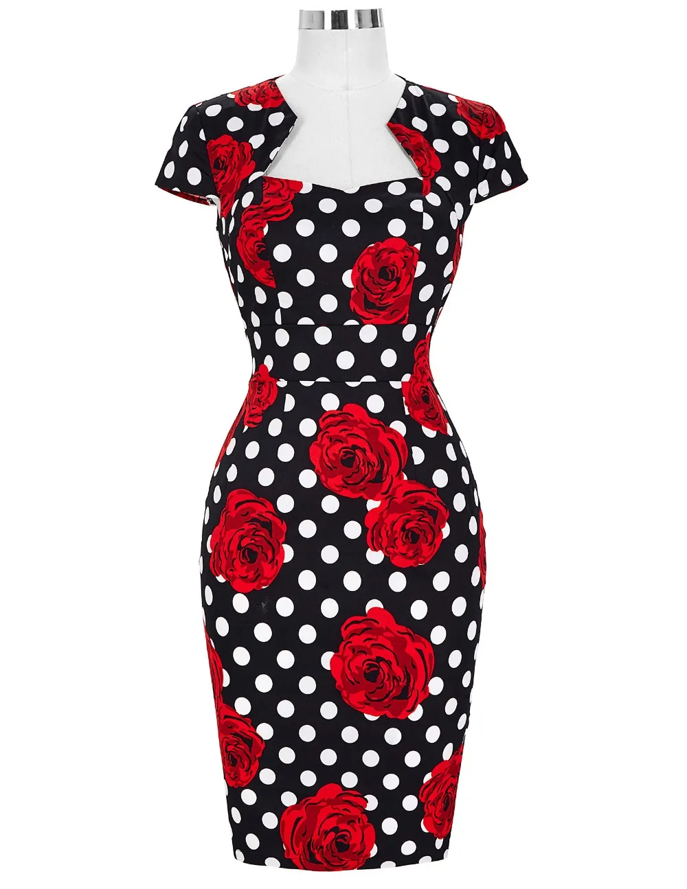 Women Plus Size Pencil Dresses Rockabilly Clothing 2018 Floral Summer Casual Party Office Dress Sexy 50s Vintage Bodycon Dress 17