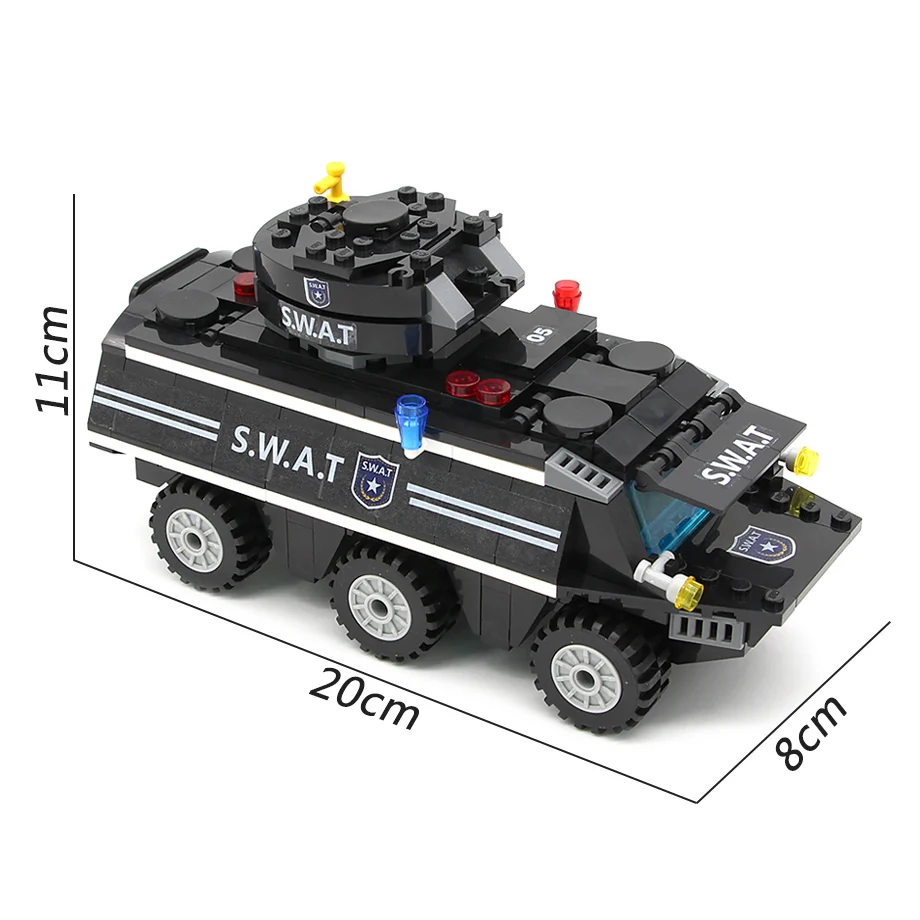 Günstige GUDI Kompatibel mit Legoings SWAT Gepanzerte Fahrzeuge Blöcke 349 stücke Ziegel Baustein Sets Modell Pädagogisches Spielzeug Für Kinder