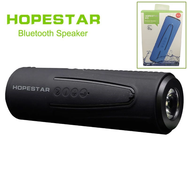 HOPESTAR P3 Bluetooth динамик беспроводной сабвуфер велосипед водонепроницаемый стерео Поддержка TF AUX FM с внешним аккумулятором три уровня фонарик - Цвет: black with package