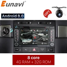 Eunavi 2 Din Android 8,0 автомобиль DVD плеер для VW/Volkswagen Touareg/транспортер T5 с Canbus Wi-Fi gps навигации Bluetooth Радио