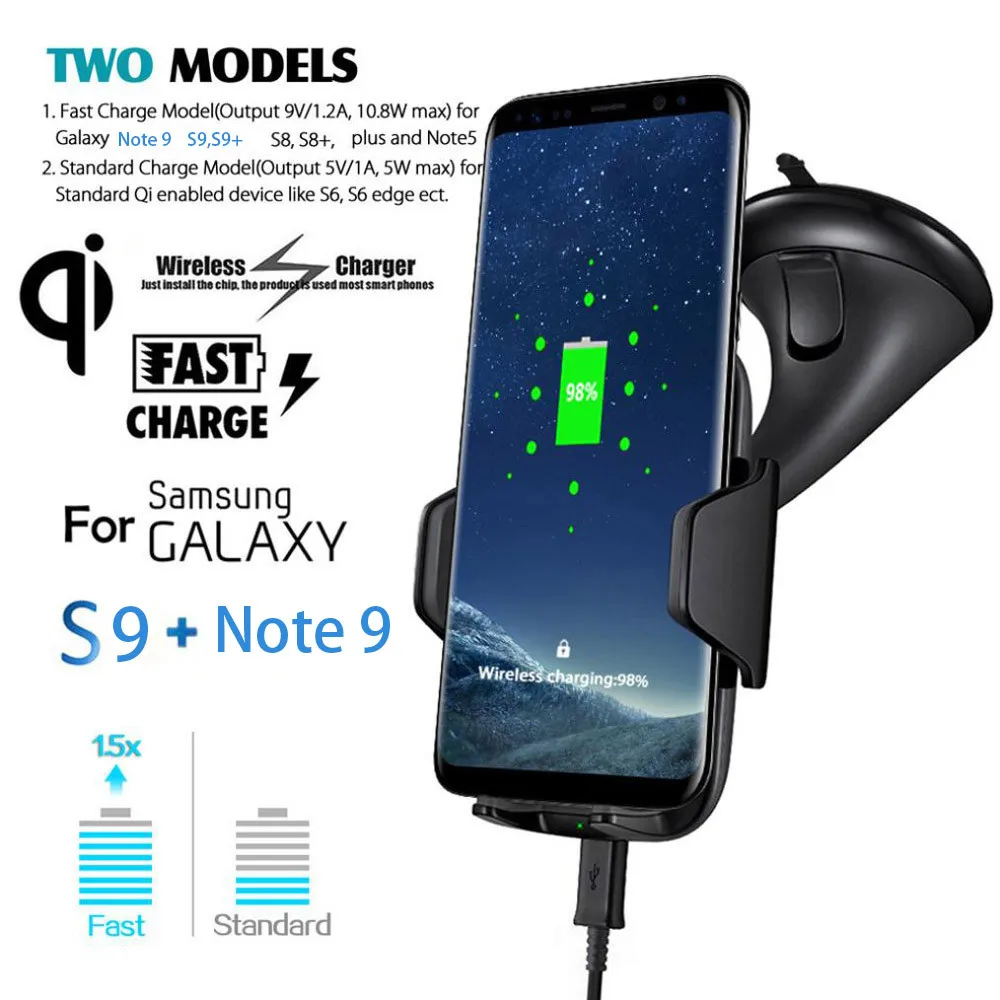

For Samsung Note 9 Qi Wireless Fast Charger Dock Car Holder Charging Mount Pad Elegant beautiful 360-Degree rotating cradle hold