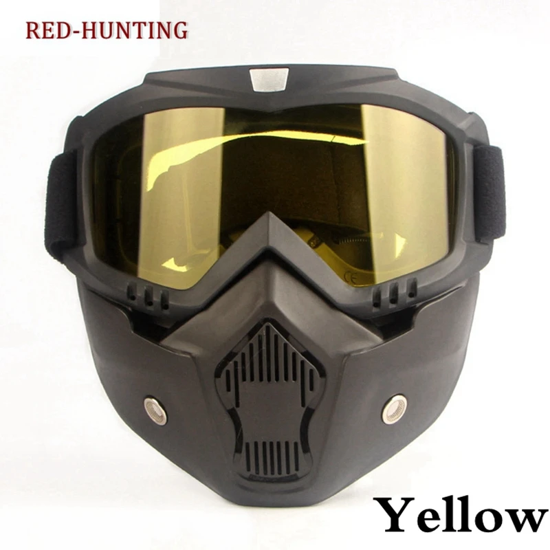 

HOT Motorcycle Mask with Goggles Removable Helmet Sunglasses Protect Padding for Riding Cycling
