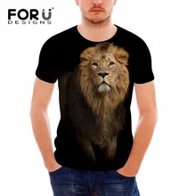 FORUDESIGNS/Новинка Docile Lion черная футболка мужская одежда 3D Печатный Топ с животным Футболка спортивная, с коротким рукавом плюс размер s-xxl
