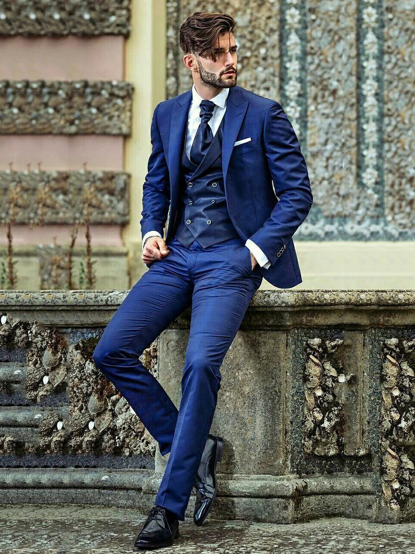 Traje Hombre темно синие костюмы для мужчин бизнеса Slim Fit Мужские с брюками на заказ