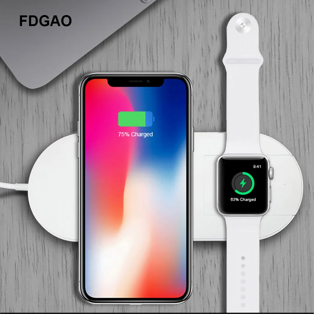 

FDGAO Qi Wireless Charger for iPhone X XS Max XR 10W Wireless Charging for Apple Watch USB Fast Charging Pad for Samsung S9 S8