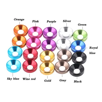 

10Pcs M2 M2.5 M3 M4 M5 Multi-color Aluminum Alloy Countercunk Head Washer Gasket Colorful Aluminum Flat Washer