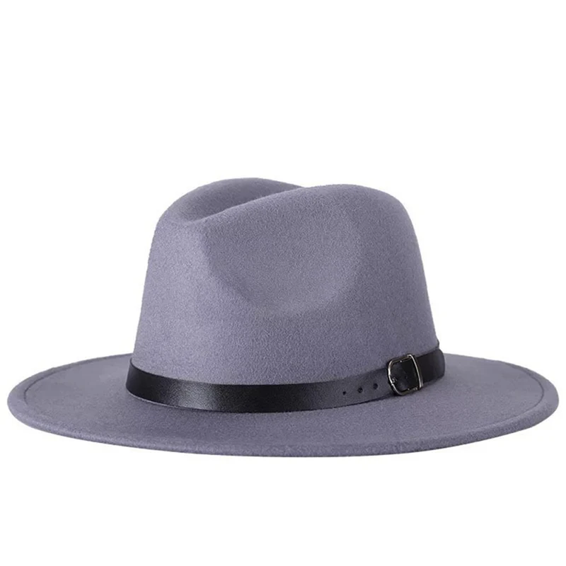 Модные однотонные фетровые шляпы в винтажном стиле для мужчин и женщин, топ, джазовая шляпа Кепка, зимняя Панама, женская шляпа для церкви, британская плоская кепка - Цвет: gray