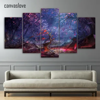 

HD printed 5 piece canvas art beautiful forest leaves canvas painting wall pictures for living room free shipping up-1473B