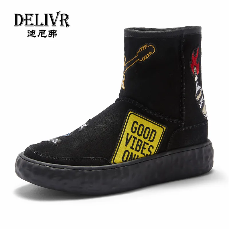 

Delivr Winter Boots Men Suede Cow Suede Plush Casual Winter Snow Boots Men Super Warm Fur Male Snow Boots Men Martin Boot 2019