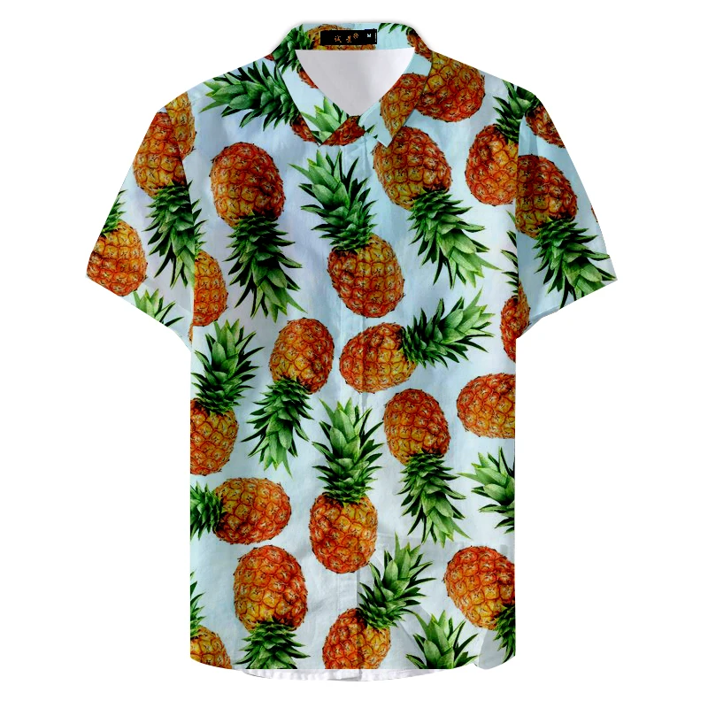 Новая мужская летняя тропическая рубашка с изображением фруктов и ананаса рубашки с коротким рукавом отложной воротник - Цвет: style3